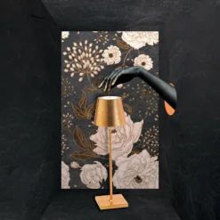 Zafferano Poldina LED-Tischlampe Akku Dekor gold