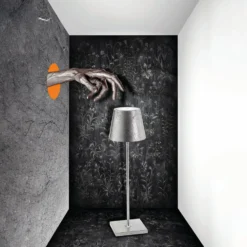 Zafferano Poldina LED-Tischlampe Akku Dekor silber