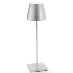 Zafferano Poldina LED-Tischlampe Akku Dekor silber